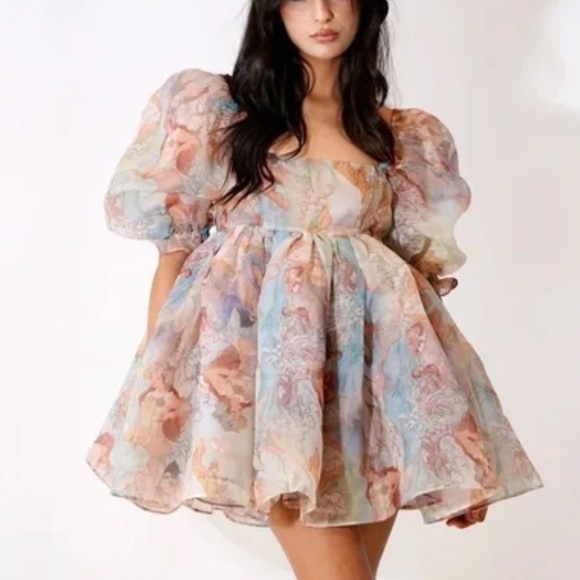 Selkie Dresses & Skirts - BEST Selkie The Mucha Puff Mini Dress Angel Print Party Cocktail Spring